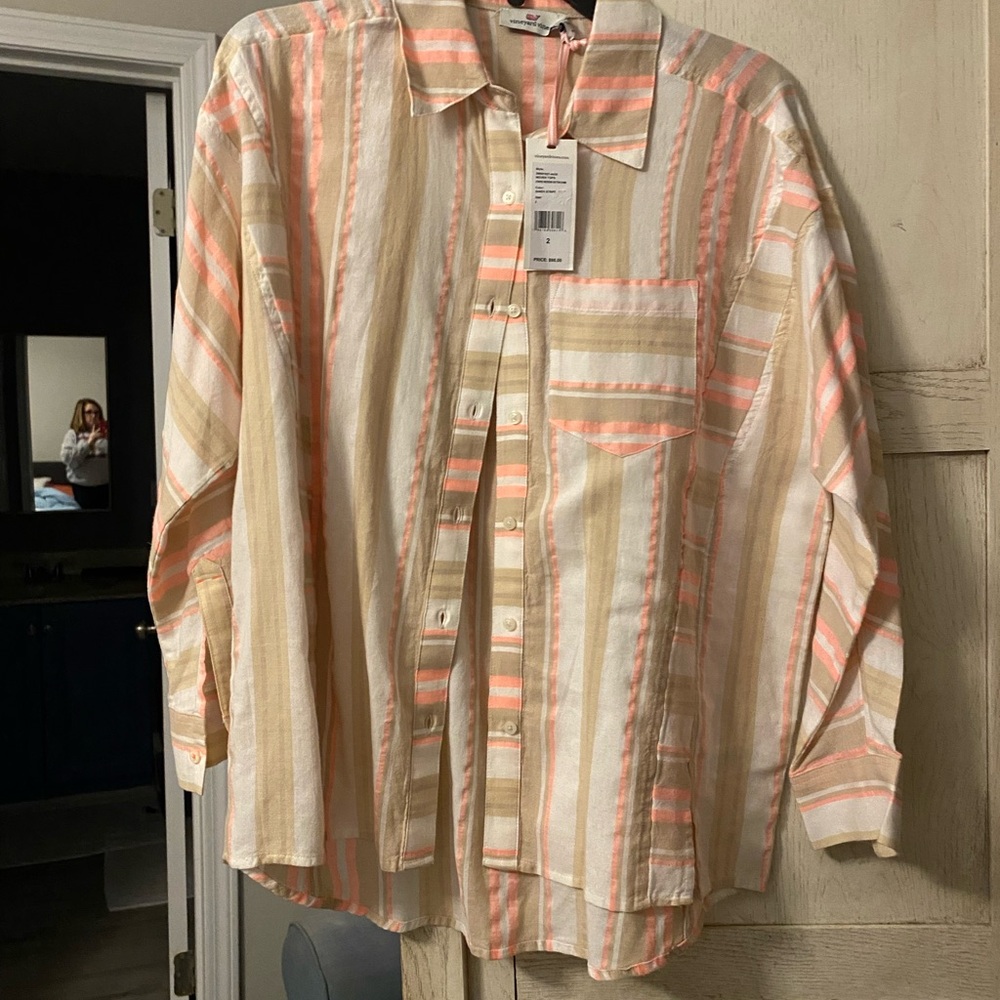 Vineyard Vines Sand Stripe Woven Top